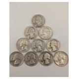 Lot Of 10 90% Washington Quarters