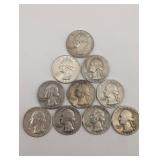 Lot Of 10 90% Washington Quarters
