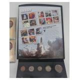 Return to Monticello Nickel Sets (2) & 1980s Stamp Sheet & 5-Coin Folder