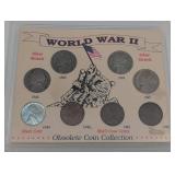 Obsolete Coin Collection Poster: World War II Silver Nickels, Steel Cent & Shell Case Cents