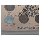 Obsolete Coin Collection Poster: World War II Silver Nickels, Steel Cent & Shell Case Cents