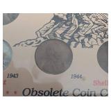 Obsolete Coin Collection Poster: World War II Silver Nickels, Steel Cent & Shell Case Cents