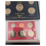 2000 24Kt Gold Plated US Coin Set (6 Coins) & Red Display Set & First Day of Issue Envelopes