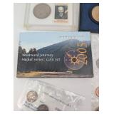 1971 Eisenhower Dollar in Display Case with Westward Journey Nickel Set & Colorized Lincoln Cents