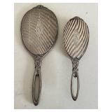 Sterling Hand Mirror Set - Ornate Floral Handles, Monogram S