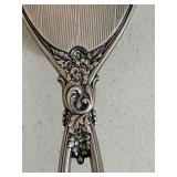 Sterling Hand Mirror Set - Ornate Floral Handles, Monogram S