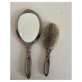 Sterling Hand Mirror Set - Ornate Floral Handles, Monogram S