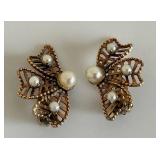 12K Gold-Filled Clip-On Earrings & Cultured Pearls - Butterfly Bow