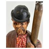 Rare Wooden Carved Automaton Moving Hobo on Lamppost - Folk Art Lamp GERMAN Hand Carved Attributed to KARL GRIESBAUM? Lamp