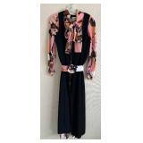 Vintage Couture Johnny Herbert Original Jumpsuit W/ Long Overvest Decor Size 8