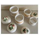 MCM Japan Ceramic Canister Set - 4-Piece with Fruit Knob Lids & Leaves