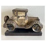 Large Antique-Style Metal Car Sculpture on Steel Welded Base