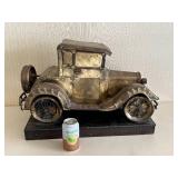Large Antique-Style Metal Car Sculpture on Steel Welded Base