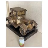 Large Antique-Style Metal Car Sculpture on Steel Welded Base