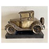 Large Antique-Style Metal Car Sculpture on Steel Welded Base