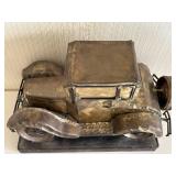 Large Antique-Style Metal Car Sculpture on Steel Welded Base