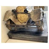 Large Antique-Style Metal Car Sculpture on Steel Welded Base