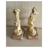 Pair of Resin Figurines - Romantic Couple on Marble Bases