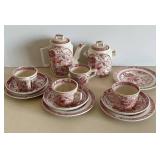 Antique Staffordshire 15-Piece Dog Themed Transferware Child Sized Tea Set