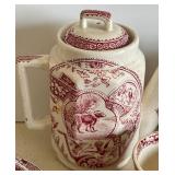 Antique Staffordshire 15-Piece Dog Themed Transferware Child Sized Tea Set