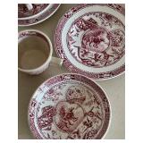 Antique Staffordshire 15-Piece Dog Themed Transferware Child Sized Tea Set