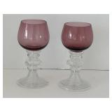 Venetian 19th Century Purple Glass Goblets - Pair of Stemware