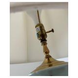 Kaiser Asian Porcelain Hydrangea Floral Table Lamp on Carved Wood Stand & White Shade