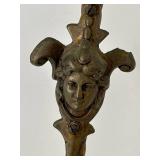 Neoclassical Wrought Iron Hanging Rod - Ring Tops & Central Face Themed