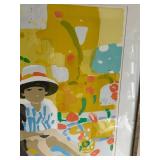 Framed Limited Edition Serigraph Print Titled "Girl, Kid, with Dog" by Chinese artist Pang Jen