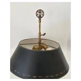 Vintage MCM Painted Bronze Figurine Desk Lamp With Metal Shade