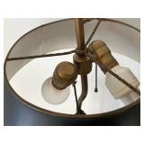 Vintage MCM Painted Bronze Figurine Desk Lamp With Metal Shade