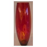 Extra Tall Modern Red Artisan Glass Vase