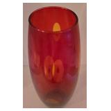 Extra Tall Modern Red Artisan Glass Vase
