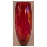 Extra Tall Modern Red Artisan Glass Vase