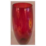 Extra Tall Modern Red Artisan Glass Vase