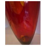 Extra Tall Modern Red Artisan Glass Vase