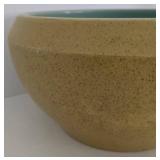 MCM Maize Colored Speckled Ceramic Bowl - Turquoise Interior