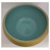 MCM Maize Colored Speckled Ceramic Bowl - Turquoise Interior