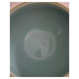 MCM Maize Colored Speckled Ceramic Bowl - Turquoise Interior
