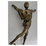 Brass Statue on Black Wood Plaque - Dynamic Leaping Athlete Figure