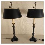 Antique Empire-Style Columnar Table Lamps - Pair