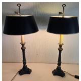 Antique Empire-Style Columnar Table Lamps - Pair
