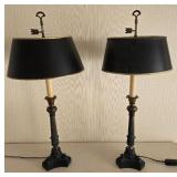 Antique Empire-Style Columnar Table Lamps - Pair