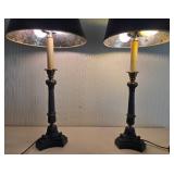 Antique Empire-Style Columnar Table Lamps - Pair