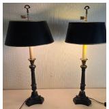 Antique Empire-Style Columnar Table Lamps - Pair