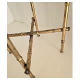 Vintage Hollywood Regency Brass Bamboo-Style Round Plant Stand