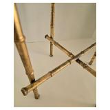 Vintage Hollywood Regency Brass Bamboo-Style Round Plant Stand
