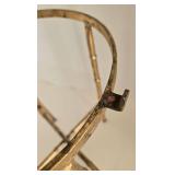 Vintage Hollywood Regency Brass Bamboo-Style Round Plant Stand