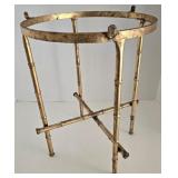 Vintage Hollywood Regency Brass Bamboo-Style Round Plant Stand