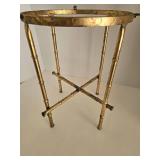 Vintage Hollywood Regency Brass Bamboo-Style Round Plant Stand